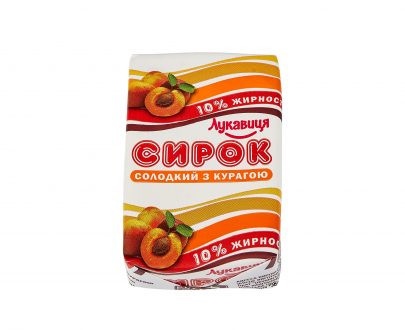 Сирок солодкий 10% жиру з курагою 100 гр ТМ Лукавиця